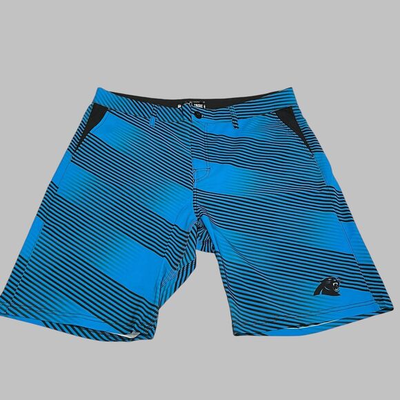 Forever Collectable NFL Carolina Panthers Diagonal Stripe Shorts Mens Size 38 - Picture 1 of 7
